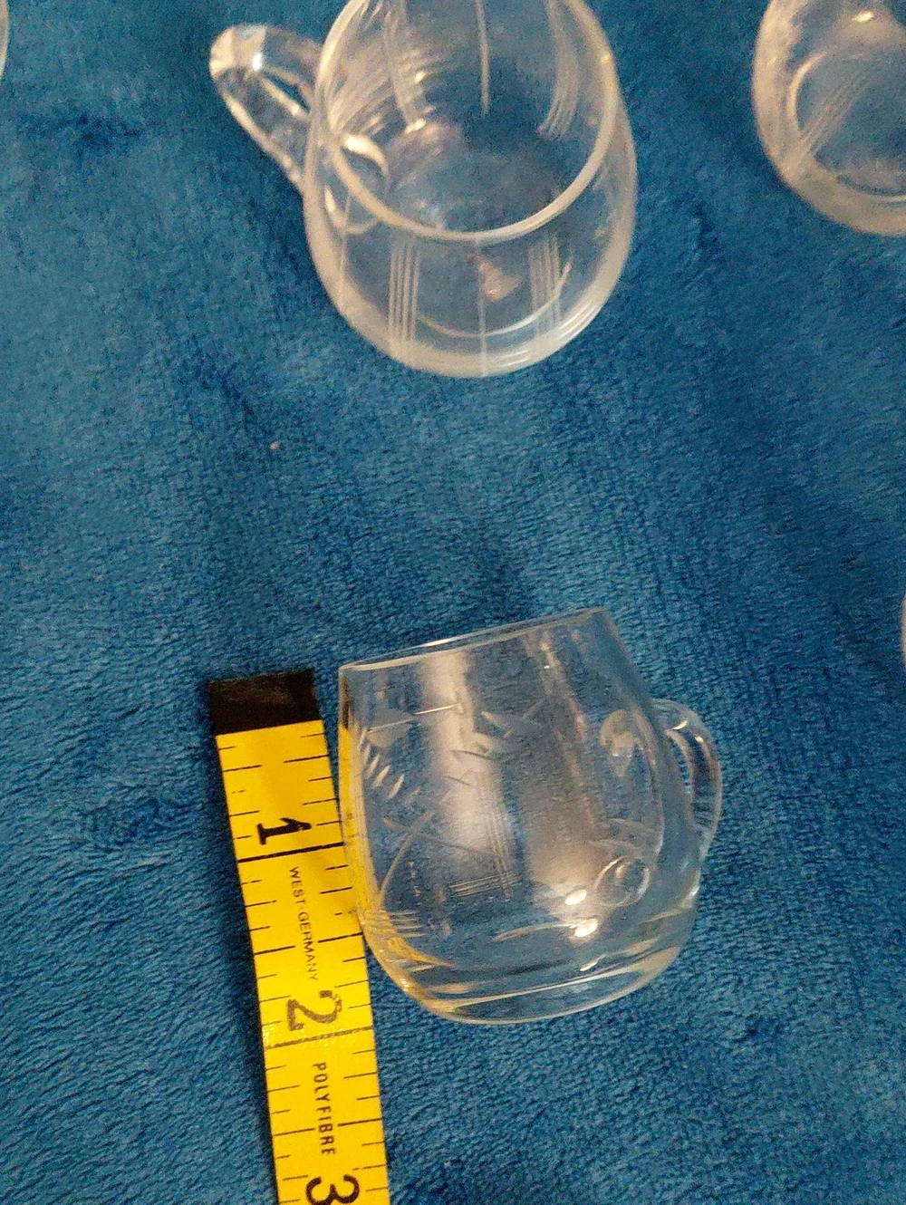 Demitasse Etched Clear Glass Espresso  Cups - Set of 6